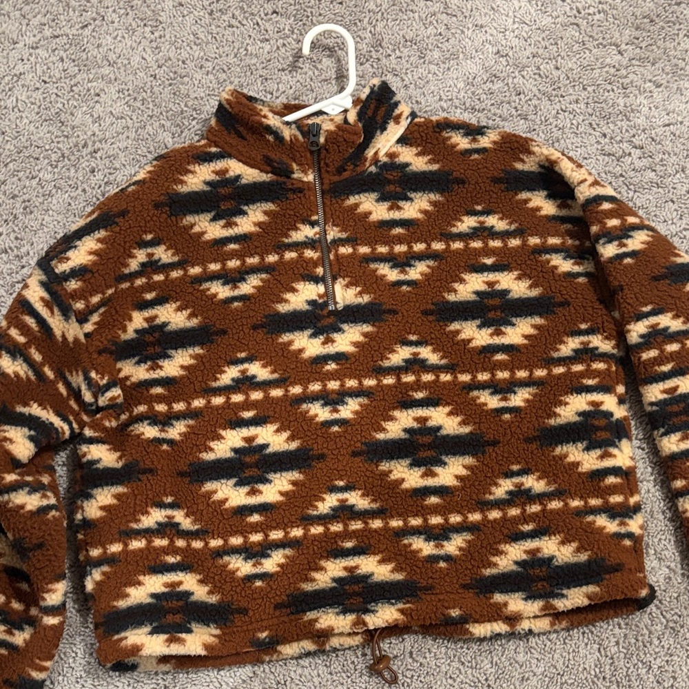 American Eagle Outfitters Brown and Cream Patterned Jacket